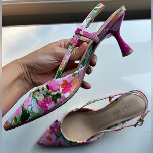 New! Nine West Floral Pink Heels with pink 2.5 inch heels Size 7